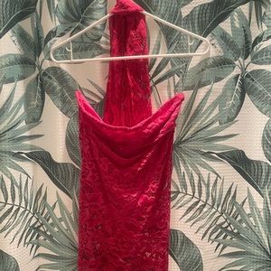 Sexy pink lace dress